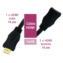 PROLONGATEUR HDMI 18 BROCHES M/F 1M50