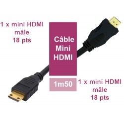 CORDON MINI HDMI 18 M / HDMI M 1M50
