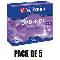 PACK 5 DVD+R VIERGE DOUBLE COUCHE 8,5Go