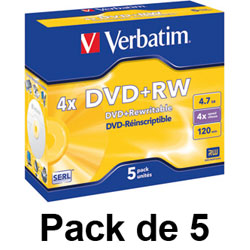 PACK 5 DVD +RW AVEC BOITE