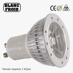 LAMPE GU10 50mm 230V 1 LED BLANCHE 3W