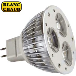 LAMPE MR16 50mm 12V LED BLANC CHAUD 3x1w